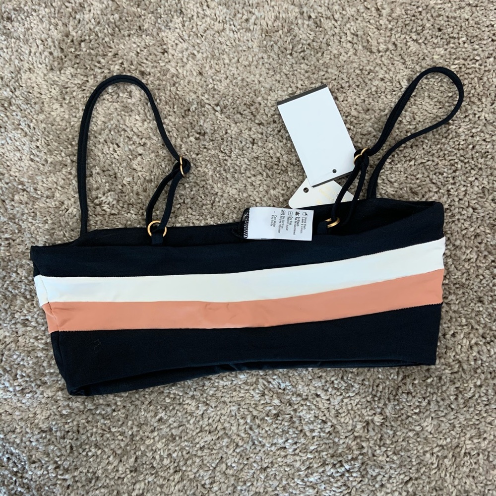 L*space Rebel Stripe Black Bikini Top NWT size S - Picture 2 of 5